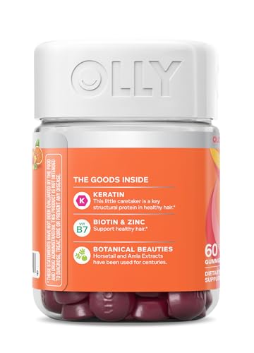 OLLY Heavenly Hair Gummy, Supports Healthy Hair, Keratin, Biotin, AMLA, Chewable Supplement, 30 Day Supply - 60 Count - PrimeBioHealth - canada supplements