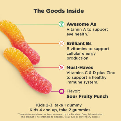 OLLY Kids Multivitamin Gummy Worms, Overall Health and Immune Support, Vitamins and Minerals A, C, D, E, Bs and Zinc, Chewable Supplement - PrimeBioHealth - canada supplements