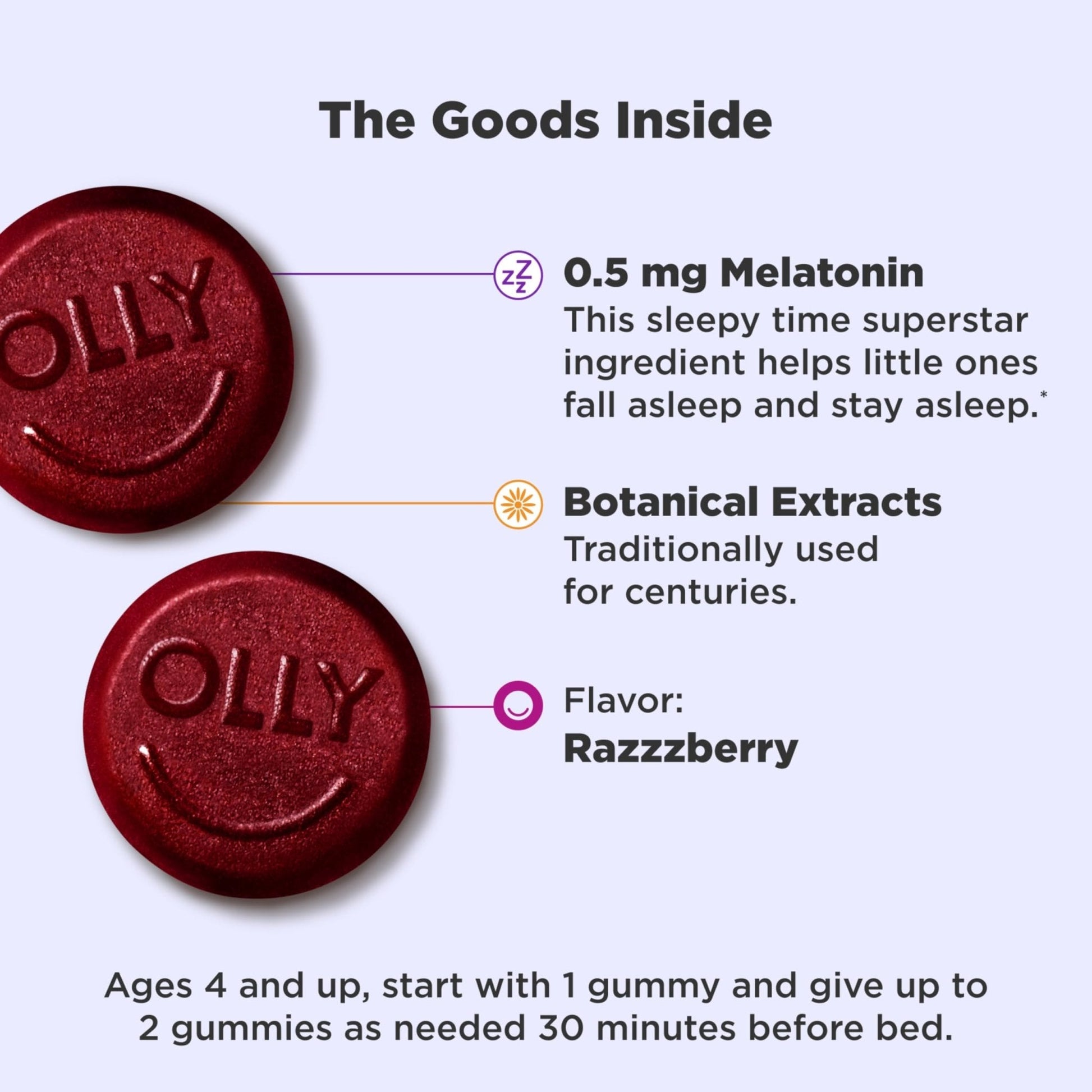 OLLY Kids Sleep Gummies, 0.5mg Melatonin, L Theanine, Chamomile, and Lemon Balm, Raspberry - 70 Count - PrimeBioHealth - canada supplements