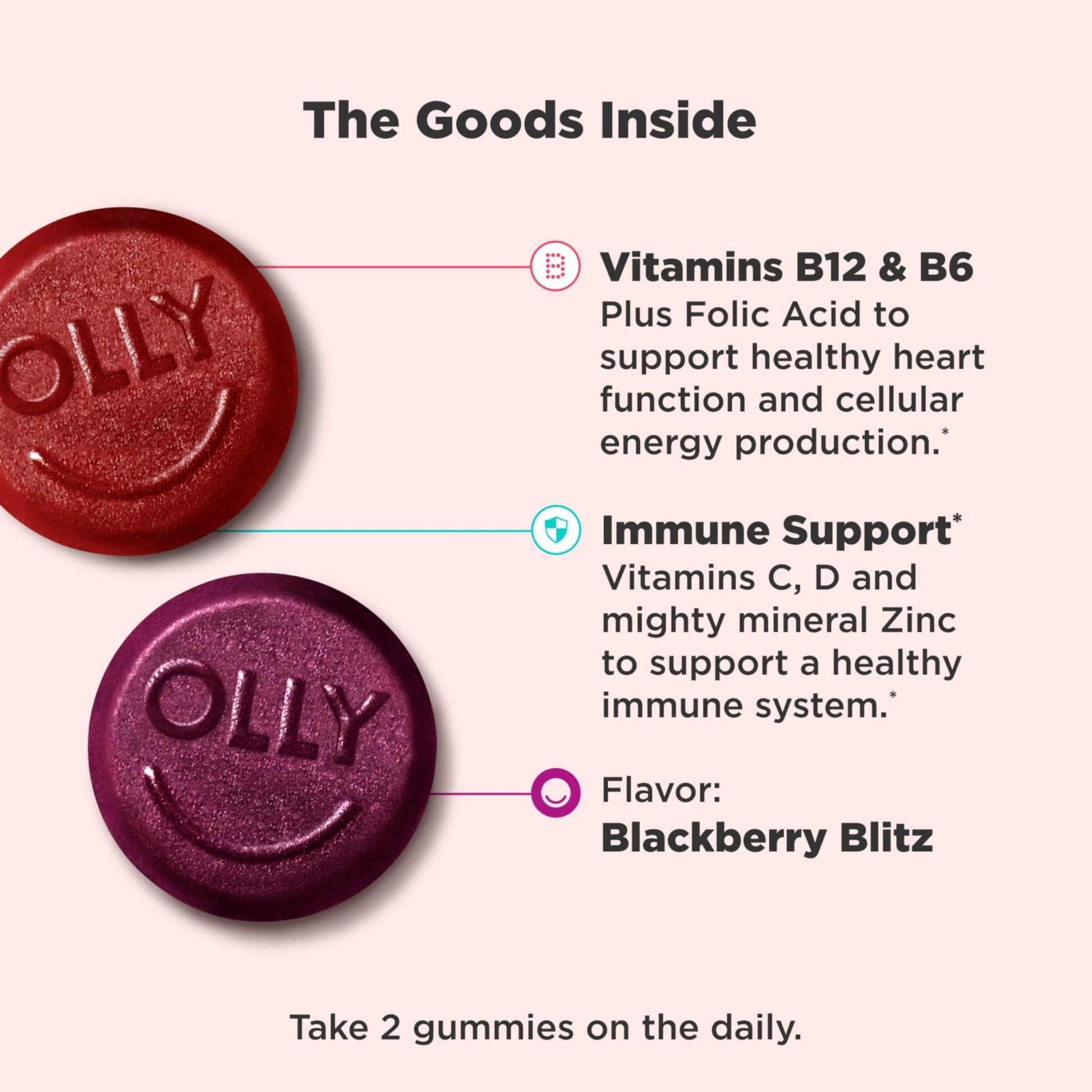 OLLY Men's Multivitamin Gummy, Vitamins A, C, D, E, B, Zinc, Blackberry Flavor, 45 Day Supply - 90 Count - PrimeBioHealth - canada supplements