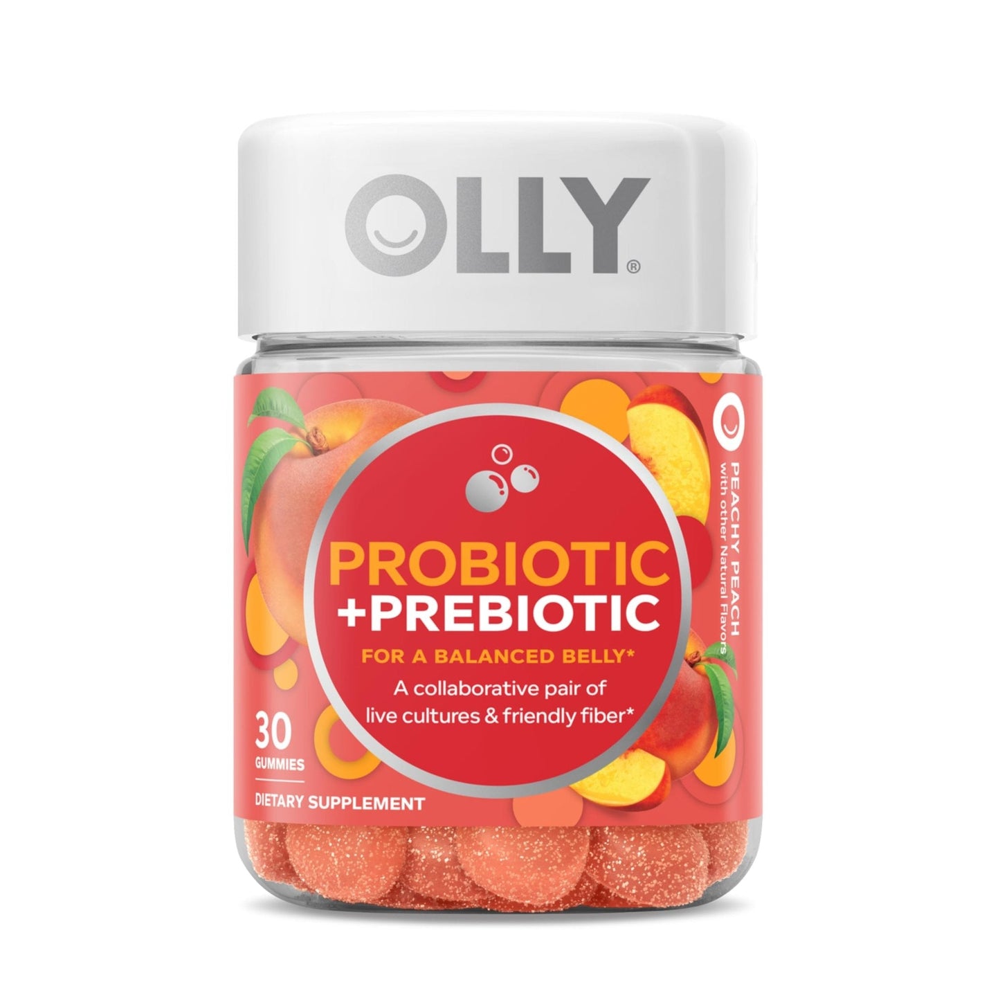 OLLY Probiotic + Prebiotic Gummy, Digestive Support and Gut Health, 500 Million CFUs, Fiber, Adult Chewable Supplement - PrimeBioHealth - canada supplements