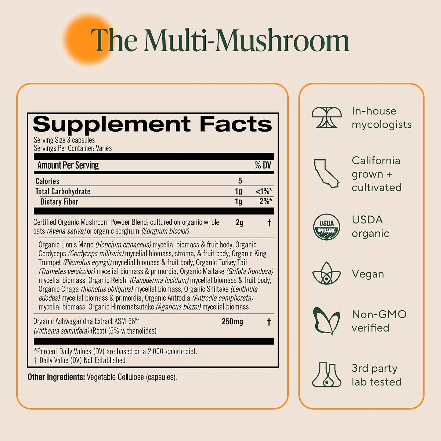 Om Master Blend Mushroom Capsules - Organic Mushroom Supplement with 10 Mushrooms and Ashwagandha – Supports Immunity, Gut Health & Stress Relief, 168 Count (56 Servings) - PrimeBioHealth - canada supplements