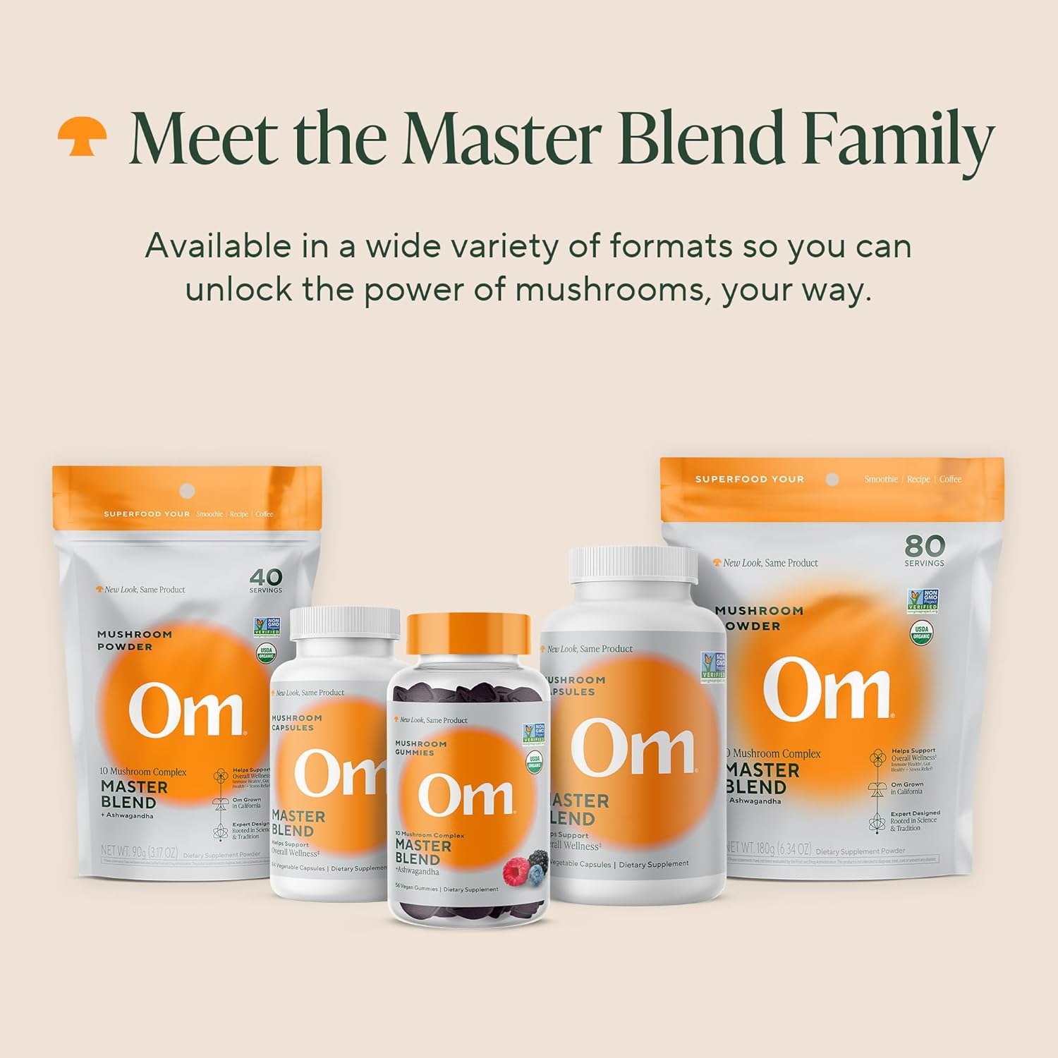 Om Master Blend Mushroom Capsules - Organic Mushroom Supplement with 10 Mushrooms and Ashwagandha – Supports Immunity, Gut Health & Stress Relief, 168 Count (56 Servings) - PrimeBioHealth - canada supplements