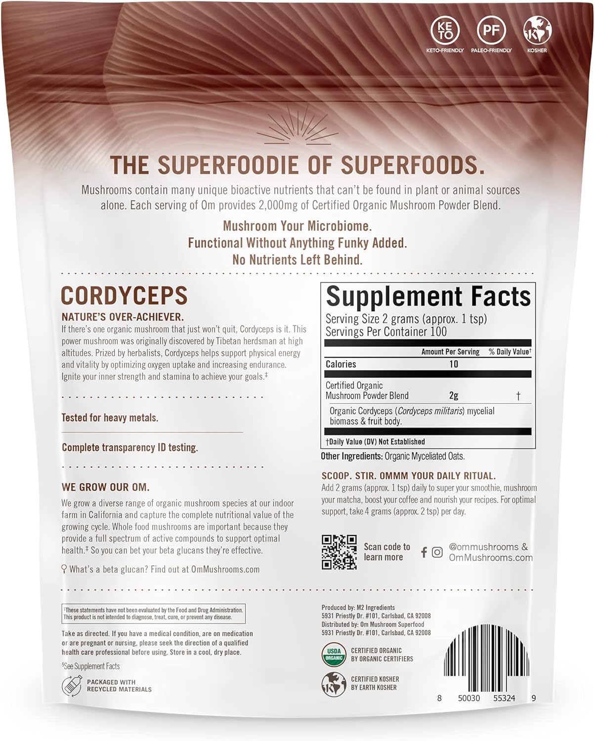 OM Mushroom Cordyceps Powder 7.05 oz (100 Servings) – Organic, Vegan, Non-GMO, Gluten-Free – Energy, Stamina & Endurance Support – Adaptogenic Superfood for Sports, Performance, Smoothies & Tea - PrimeBioHealth - canada supplements