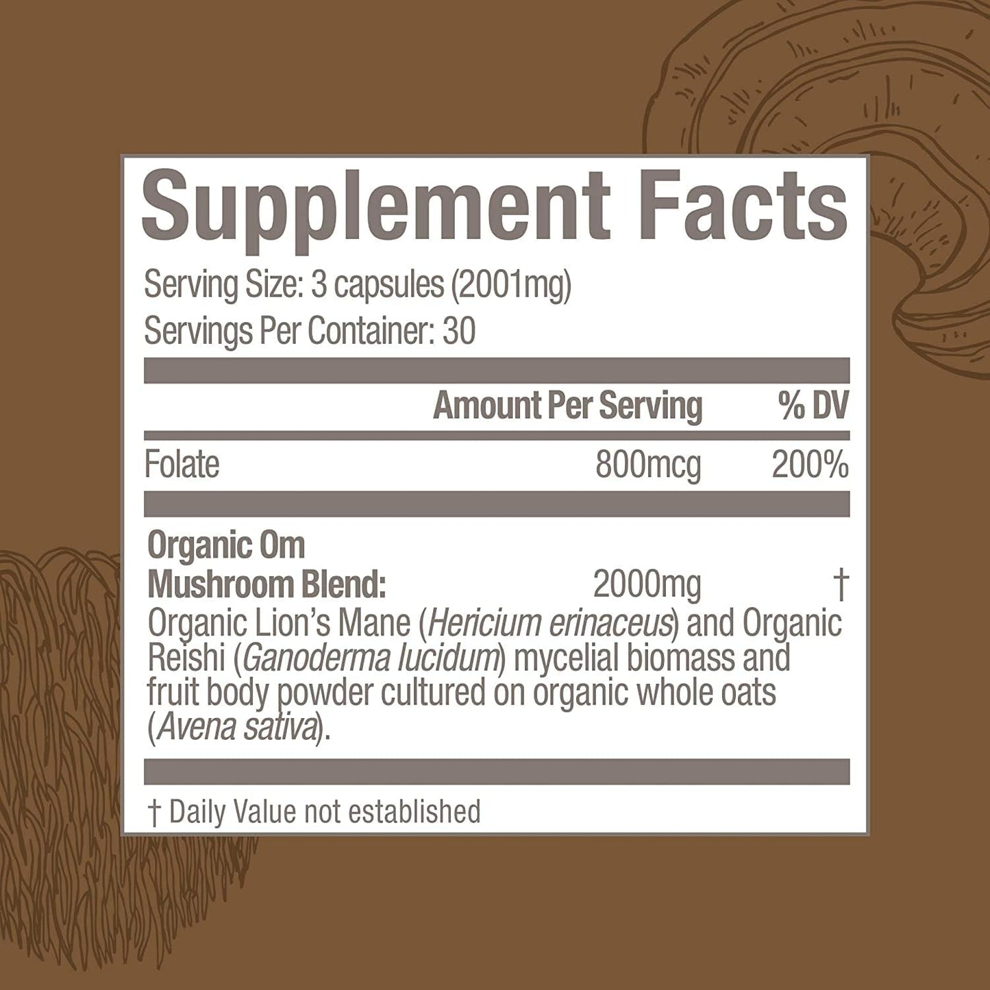 OM MUSHROOM SUPERFOOD Brain Fuel Mushroom Powder Capsules Superfood Supplement, 90 Count, 30 Days, Lion's Mane, Reishi Blend Plus Folate, Mental Clarity, Mushroom Supplement - PrimeBioHealth - canada supplements