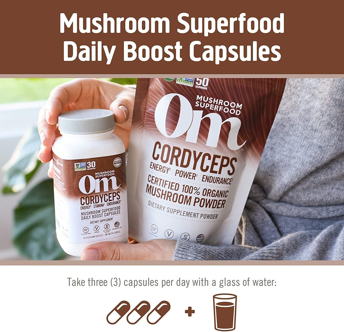 OM MUSHROOM SUPERFOOD Cordyceps Mushroom Capsules Superfood Supplement, 90 Count, 30 Days, Organic Energy Supplement for Stamina and Endurance - PrimeBioHealth - canada supplements