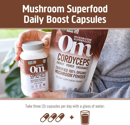 OM MUSHROOM SUPERFOOD Cordyceps Mushroom Capsules Superfood Supplement, 90 Count, 30 Days, Organic Energy Supplement for Stamina and Endurance - PrimeBioHealth - canada supplements