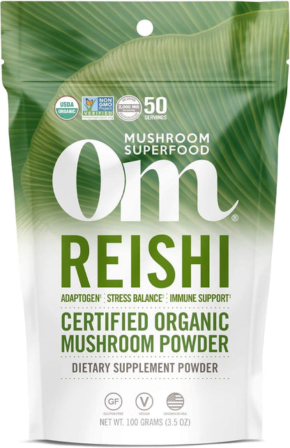 Om Mushroom Superfood Reishi Organic Mushroom Powder, 100 Servings, Organic Adaptogen Powder for Stress Relief and Immune Health - PrimeBioHealth - canada supplements