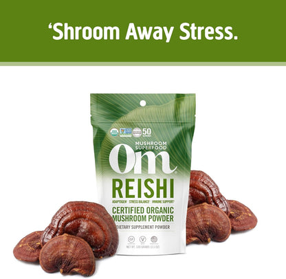 Om Mushroom Superfood Reishi Organic Mushroom Powder, 100 Servings, Organic Adaptogen Powder for Stress Relief and Immune Health - PrimeBioHealth - canada supplements