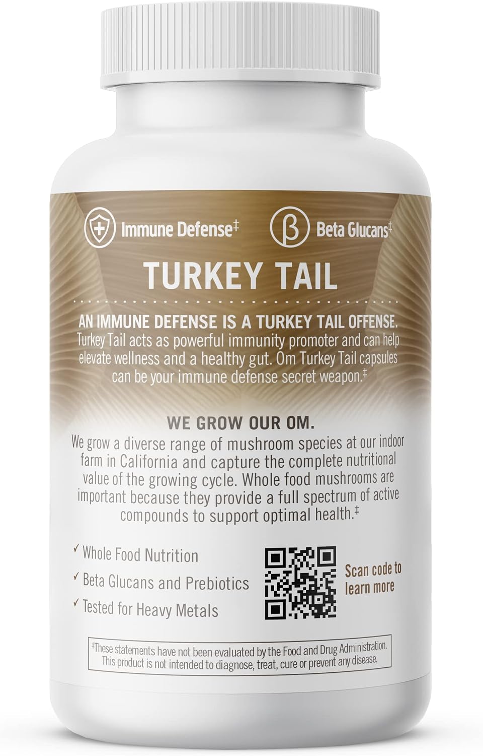 Om Mushroom Superfood Turkey Tail Mushroom Capsules Superfood Supplement, 90 Count, 30 Days, Immune Support, Polysacchrides, Beta-Glucans, Gut Health & Holistic Defense Mushroom Supplement - PrimeBioHealth - canada supplements
