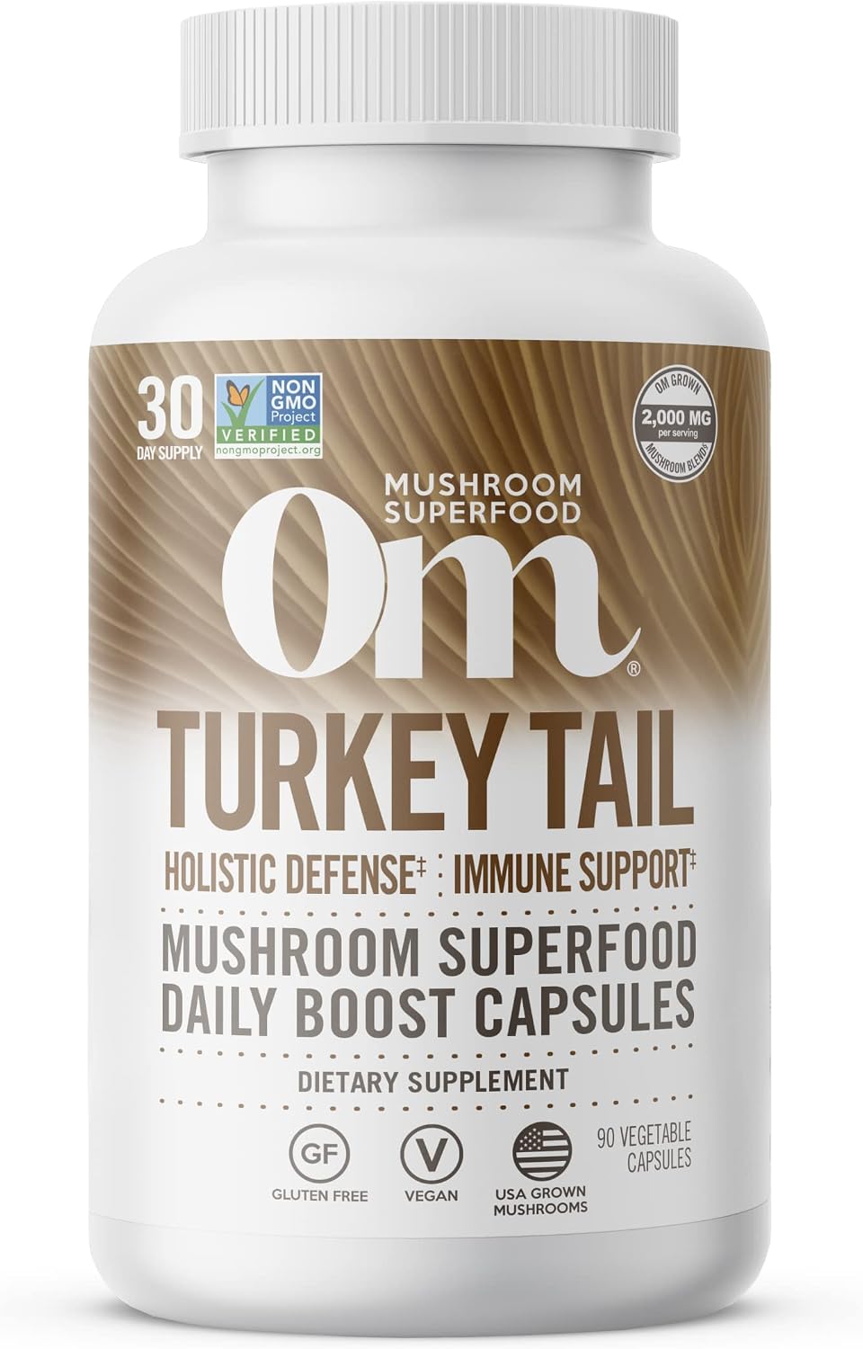 Om Mushroom Superfood Turkey Tail Mushroom Capsules Superfood Supplement, 90 Count, 30 Days, Immune Support, Polysacchrides, Beta-Glucans, Gut Health & Holistic Defense Mushroom Supplement - PrimeBioHealth - canada supplements