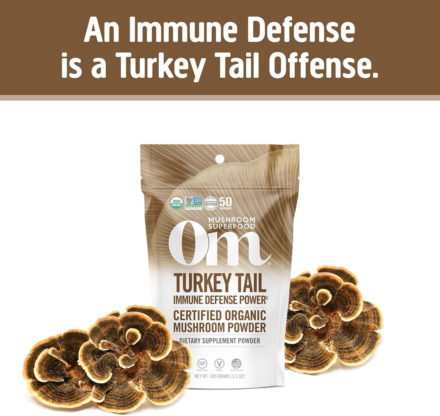 OM MUSHROOM SUPERFOOD Turkey Tail Organic Mushroom Powder Pouch, 7.05 Ounce, 100 Servings, Immune Support, Polysacchrides, Beta-Glucans, Gut Health & Holistic Defense Mushroom Supplement - PrimeBioHealth - canada supplements