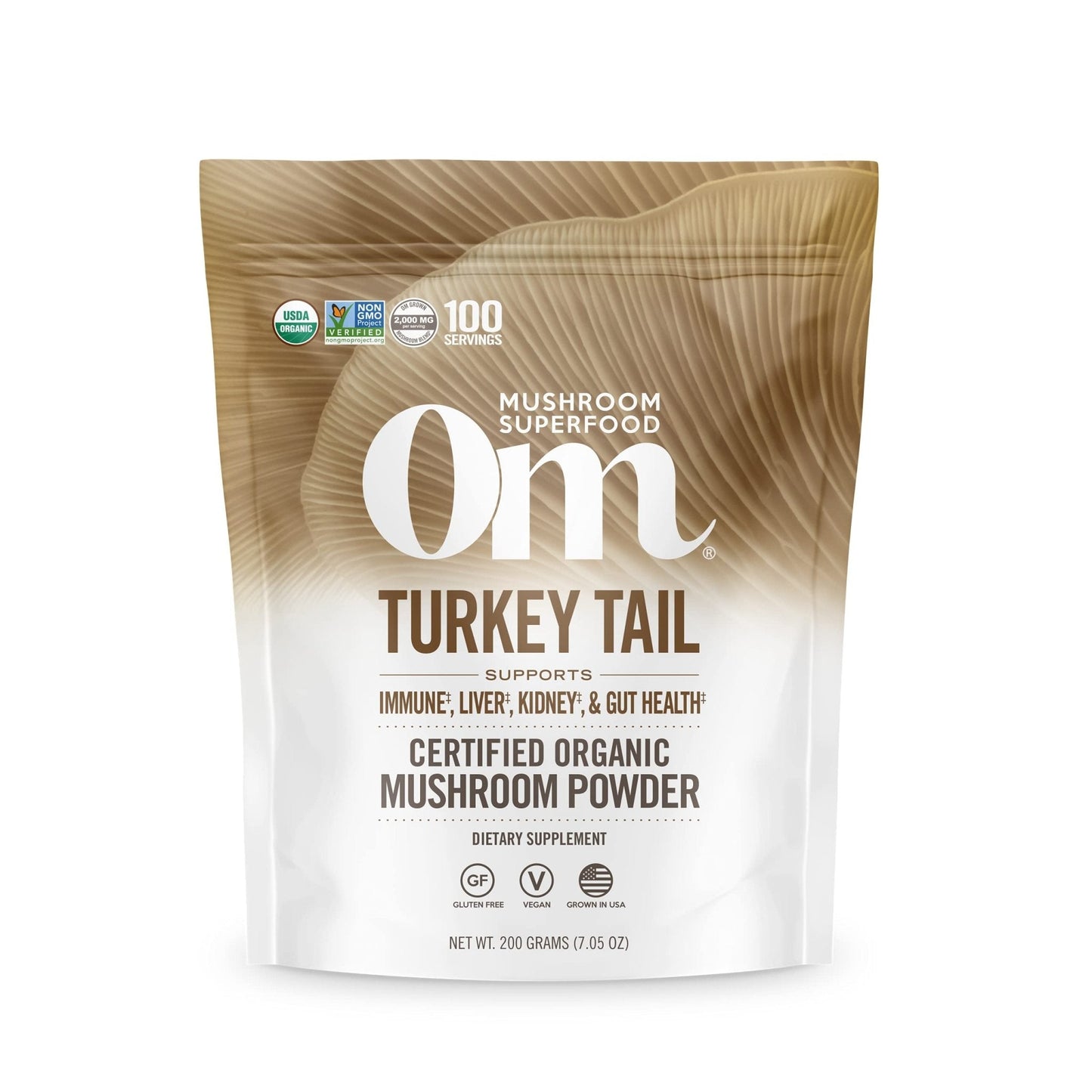 OM MUSHROOM SUPERFOOD Turkey Tail Organic Mushroom Powder Pouch, 7.05 Ounce, 100 Servings, Immune Support, Polysacchrides, Beta-Glucans, Gut Health & Holistic Defense Mushroom Supplement - PrimeBioHealth - canada supplements