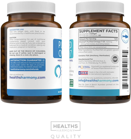Omega 7 Supplement for Women and Men - High Potency & Purity Palmitoleic Acid Fatty Acid Fish Oil Supplement from Patented Provinal with Lowest Palmitic Acid - Sustainably Sourced (1 Month Supply) - PrimeBioHealth - canada supplements