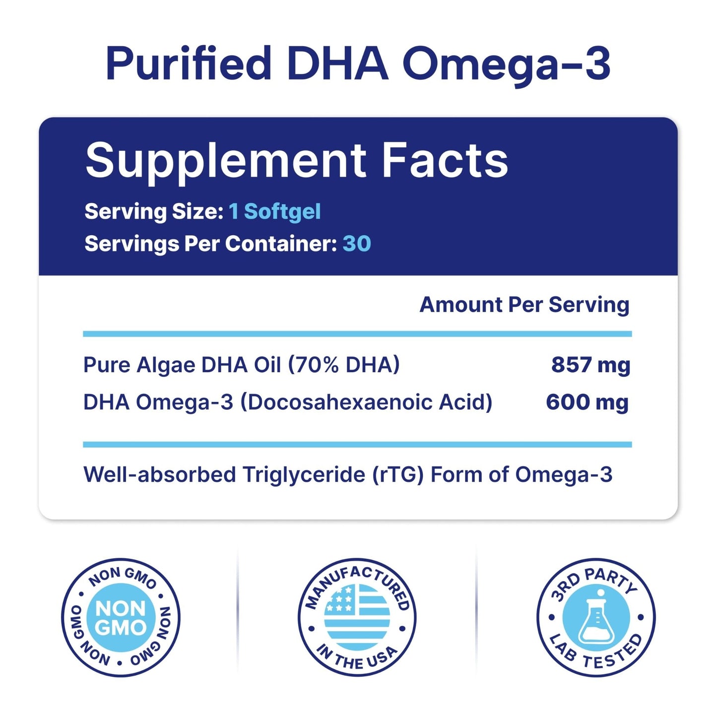 OmegaVia DHA 600 mg, Ultra Pure Omega-3 DHA Supplements for Brain and Eyes, DHA Prenatal Vitamins for Women, Burpless Fish Oil Omega 3, IFOS Tested, 120 Softgels - PrimeBioHealth - canada supplements