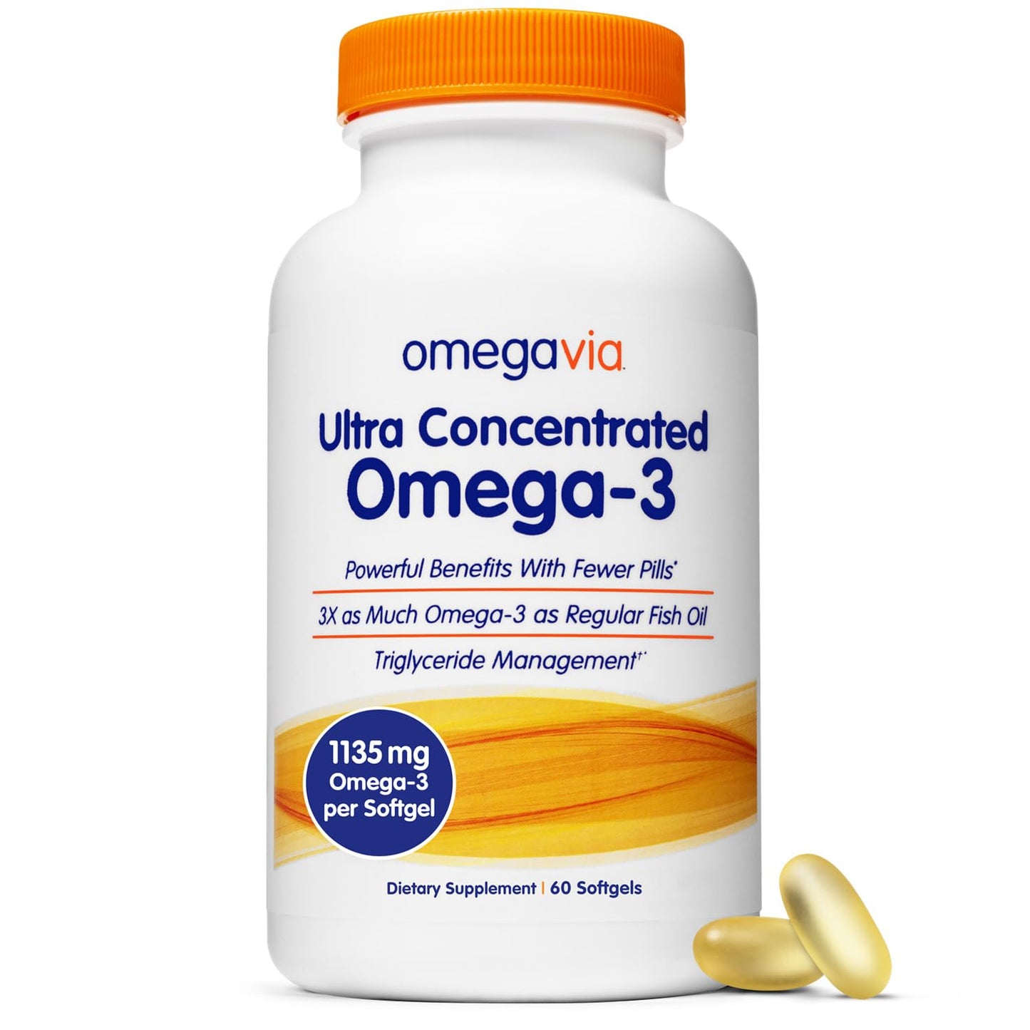OmegaVia Ultra Concentrated Omega 3 Fish Oil Burpless, 60 Softgels, Triple Strength Omega 3 Fish Oil Supplements, 1135 mg Pure Omega3, No Fishy Burps, High EPA DHA DPA, IFOS 5-Star - PrimeBioHealth - canada supplements