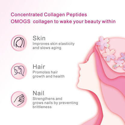 OMOGS Collagen Peptides Powder, with Prebiotics & Cranberry Extract -Hydrolyzed Collagen Peptides Support Hair, Skin, Nail, Bone & Digestive Health - PrimeBioHealth - canada supplements