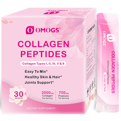 OMOGS Collagen Peptides Powder, with Prebiotics & Cranberry Extract -Hydrolyzed Collagen Peptides Support Hair, Skin, Nail, Bone & Digestive Health - PrimeBioHealth - canada supplements