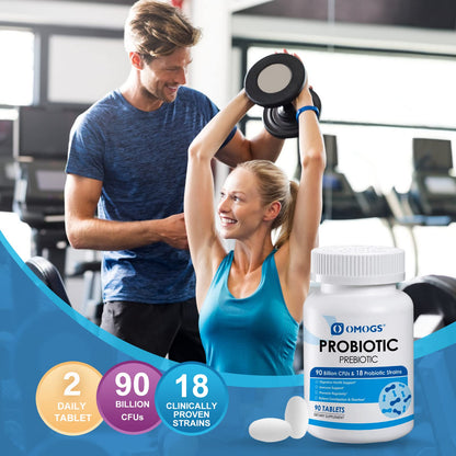 OMOGS Probiotics 90 Billion CFUs 18 Strains, with 3 Organic Prebiotics & Vitamin C, Nutritional Supplement for Women, Men & Kids, Support Metabolism - PrimeBioHealth - canada supplements