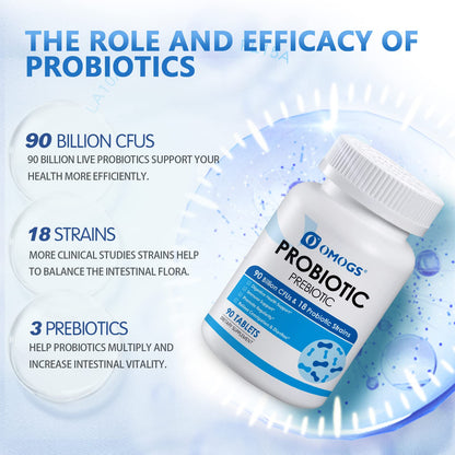 OMOGS Probiotics 90 Billion CFUs 18 Strains, with 3 Organic Prebiotics & Vitamin C, Nutritional Supplement for Women, Men & Kids, Support Metabolism - PrimeBioHealth - canada supplements