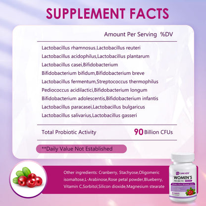 OMOGS Women's Probiotic, with Cranberry Extract, Organic Prebiotics & Vitamin C, 90 Billion CFUs,18 Strains, Help for Boost Immune, Digestive, Gut Health & Women's Health - PrimeBioHealth - canada supplements