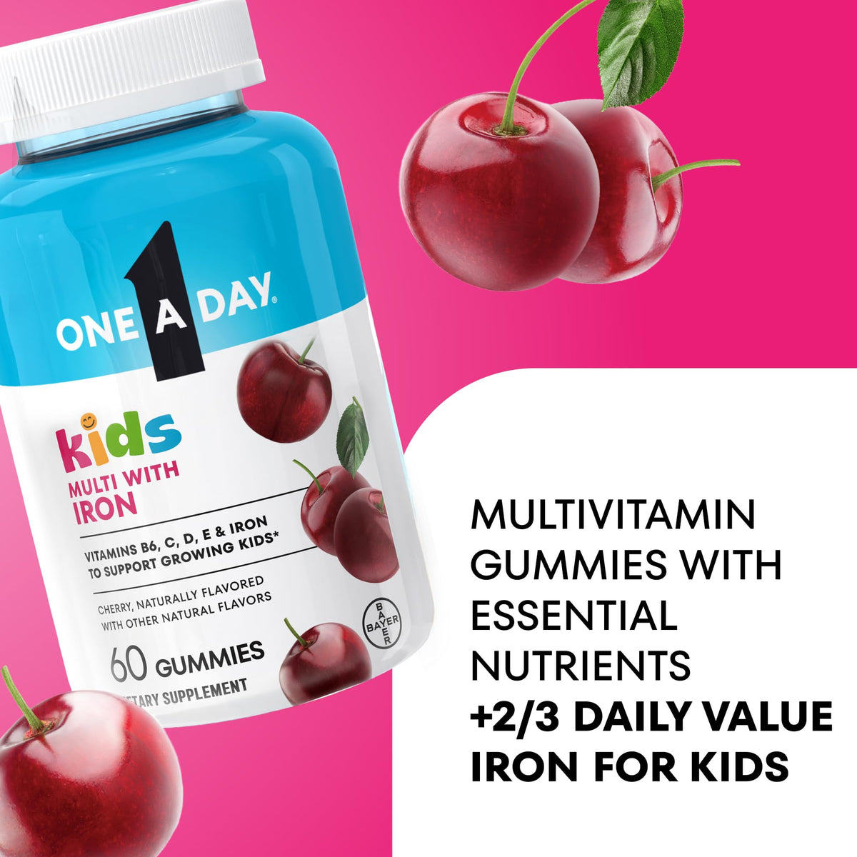 One A Day Kids Multivitamin with Iron Gummy, Vitamin D, Vitamin C, E, Zinc for Immune Support, Gummy Vitamins, Kids Multivitamin Gummies with Iron - PrimeBioHealth - canada supplements