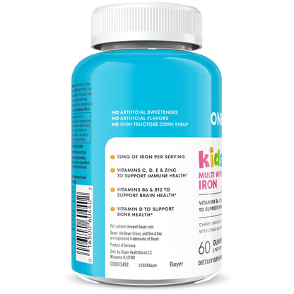 One A Day Kids Multivitamin with Iron Gummy, Vitamin D, Vitamin C, E, Zinc for Immune Support, Gummy Vitamins, Kids Multivitamin Gummies with Iron - PrimeBioHealth - canada supplements