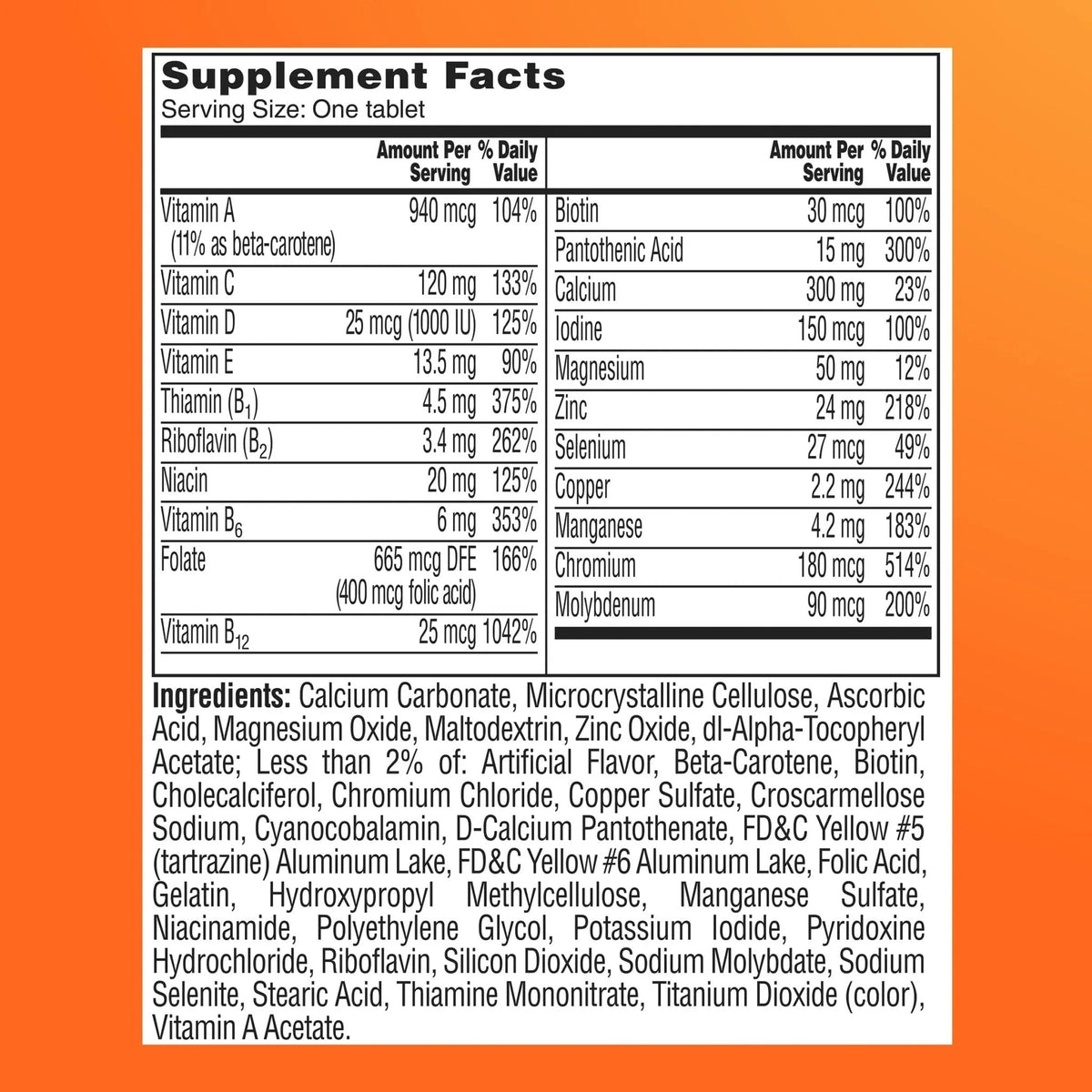 One A Day Multivitamin for Women 50 and Over Tablets, Womens Multivitamin 50 plus with Vitamins D, C, E, Zinc & Biotin, Daily Vitamins for Woman 50+, 65 Ct - PrimeBioHealth - canada supplements