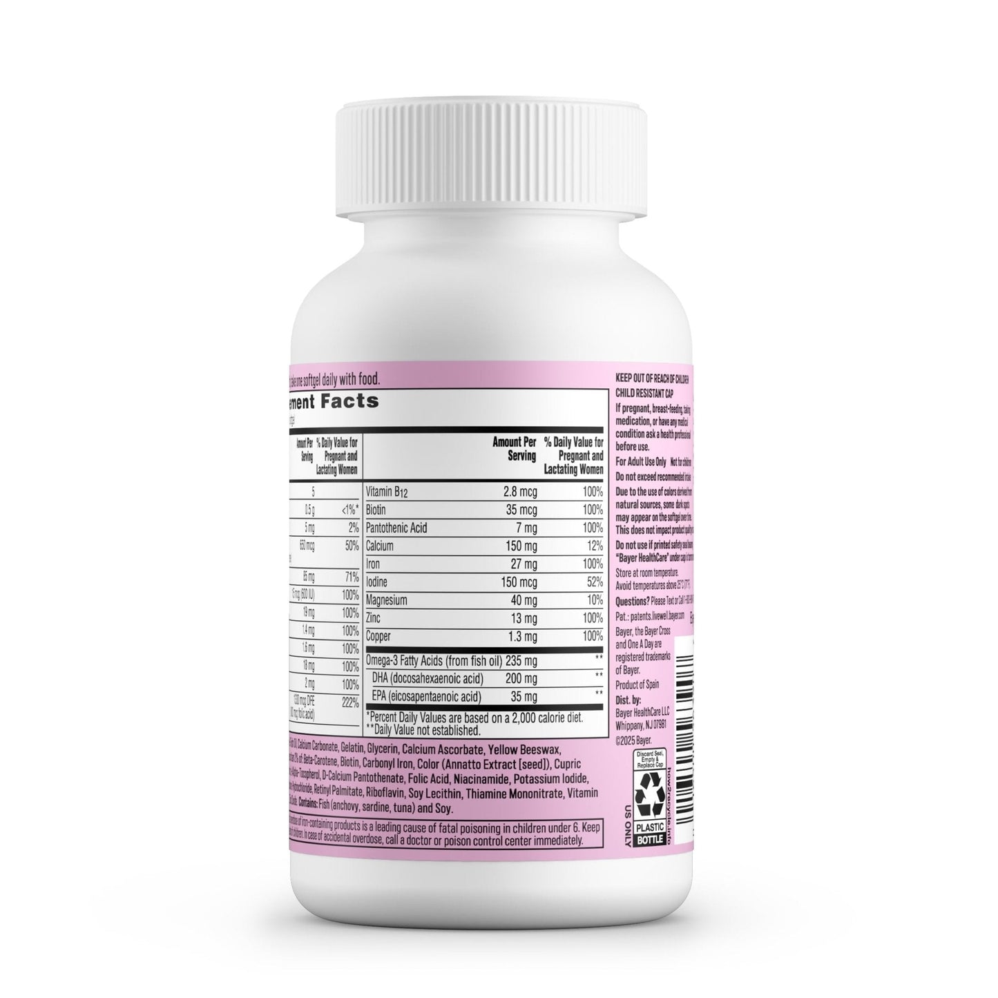 One A Day Prenatal Vitamins- Folic Acid, Iron, Omega- 3 (DHA), Pregnancy Vitamins for Women, Prenatal Multivitamin for Mom and Baby Support - PrimeBioHealth - canada supplements