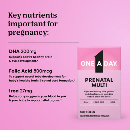 One A Day Prenatal Vitamins- Folic Acid, Iron, Omega- 3 (DHA), Pregnancy Vitamins for Women, Prenatal Multivitamin for Mom and Baby Support - PrimeBioHealth - canada supplements