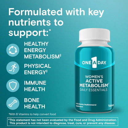 One A Day Women's Active Metabolism Daily Essential, Multivitamin for Women, Metabolism Support, Vitamins for Women with All 8 B-Vitamins - PrimeBioHealth - canada supplements