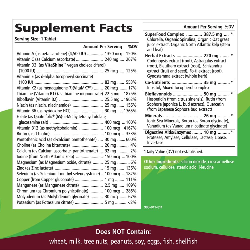 One n Only Whole Food Multivitamin by Pure Essence - Super Energetic Once a Day with Superfoods, Minerals, Enzymes, Vitamin D, D3, B12, Biotin - 90 Tablets - PrimeBioHealth - canada supplements