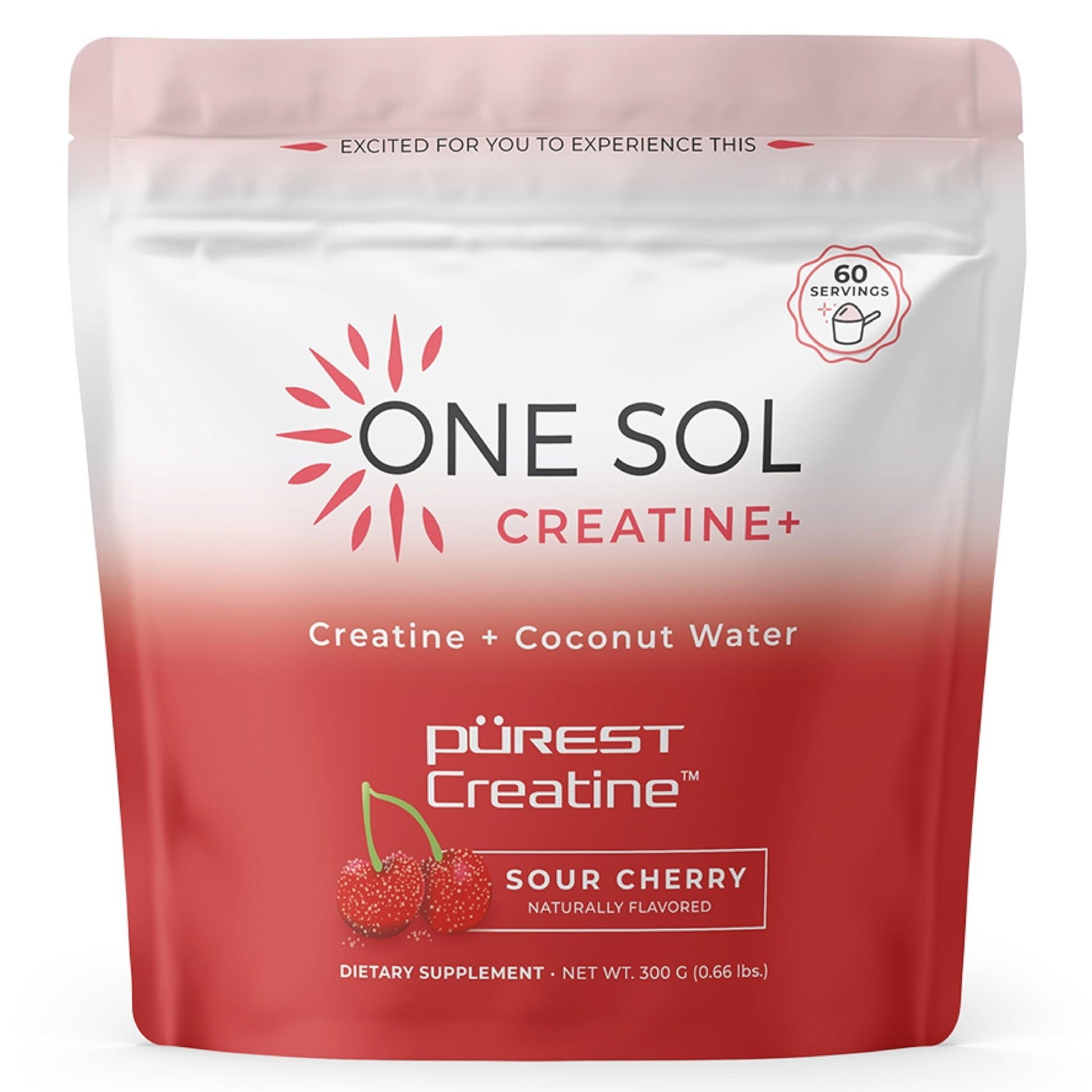 One Sol Creatine for Women, All Natural Women's Creatine Powder w Pure Creatine & Coconut Water, Increase Lean Muscle Mass, Reduce Recovery Time, Promote Brain & Bone Health (Sour Cherry, 60 Servings) - PrimeBioHealth - canada supplements