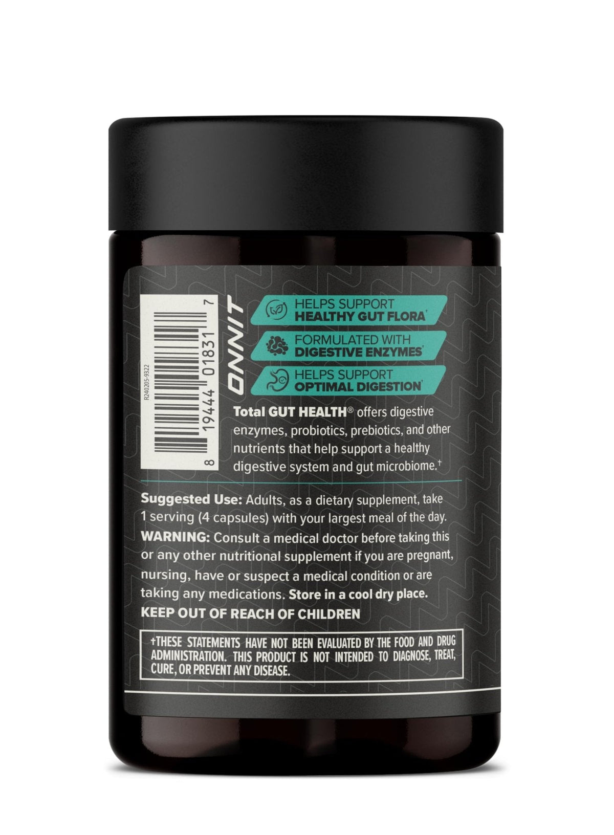 ONNIT Total Gut Health Daily Digestive Support, IGEN Non-GMO Tested Digestion Supplement for Women and Men with 7 Strains of Probiotics, Prebiotics, - PrimeBioHealth - canada supplements
