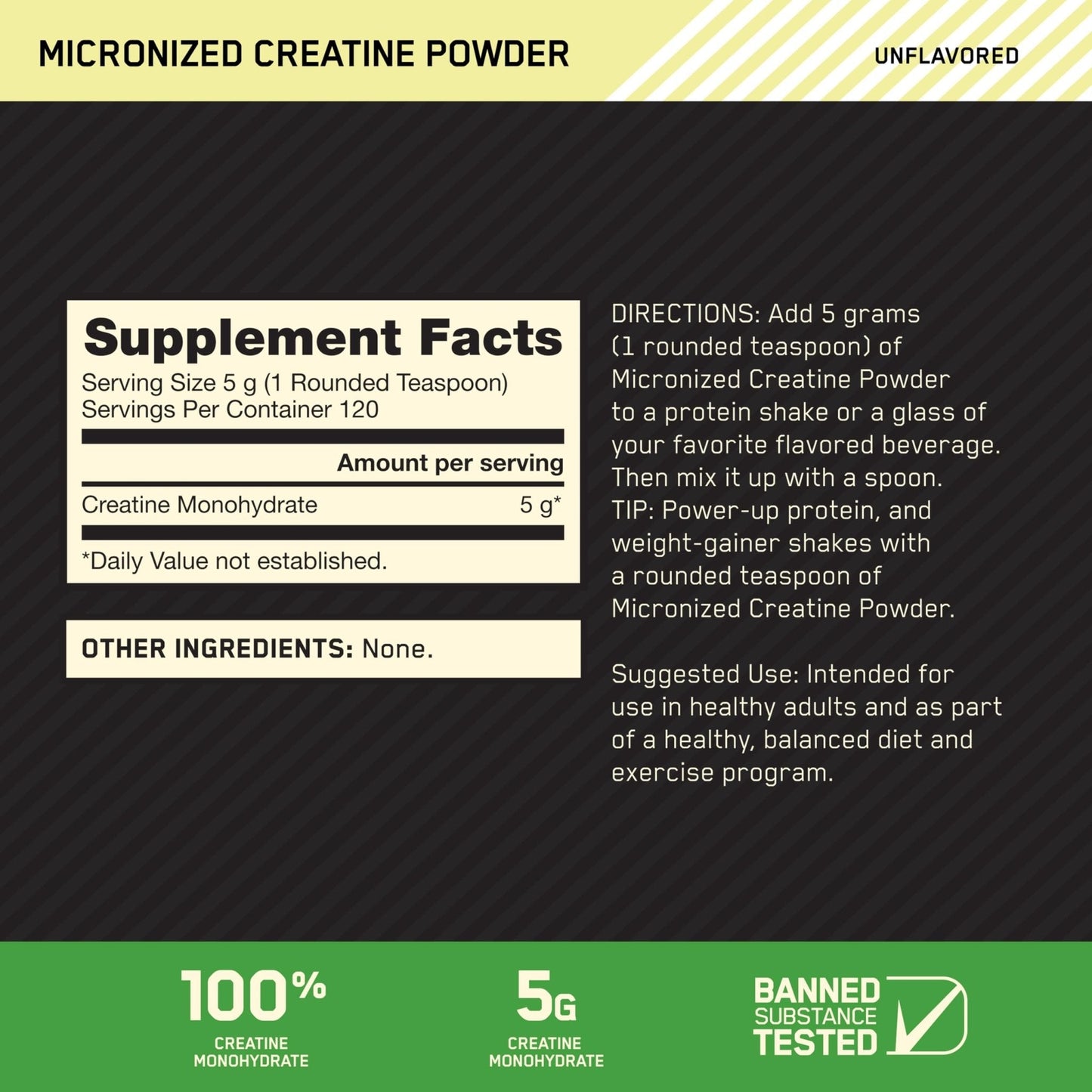 Optimum Nutrition Micronized Creatine Monohydrate Powder, Unflavored, 120 Servings, 600 Grams (Packaging May Vary) - PrimeBioHealth - canada supplements