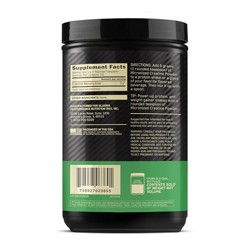 Optimum Nutrition Micronized Creatine Monohydrate Powder, Unflavored, 120 Servings, 600 Grams (Packaging May Vary) - PrimeBioHealth - canada supplements