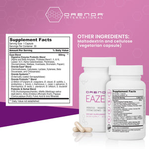 Orenda Eaze®: Gut Wellness Capsules | 6-in-1 Digestive Support with Probiotics, Endospores, Peptizyme-SP EN, Prebiotics, and Digestive Enzymes - PrimeBioHealth - canada supplements