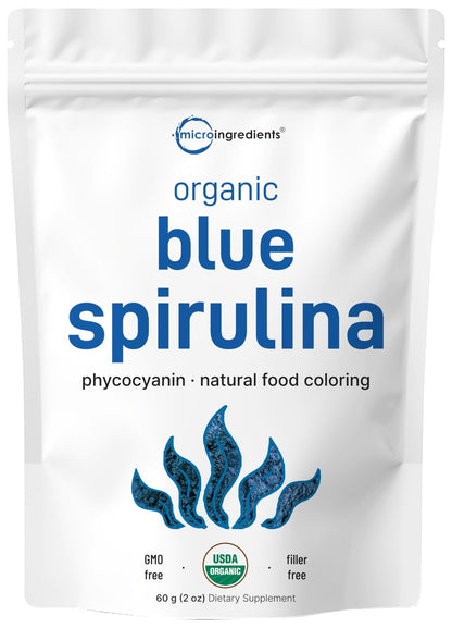 Organic Blue Spirulina Powder (Phycocyanin Extract), 30 Servings - No Fishy Smell, 100% Vegan Protein from Blue-Green Algae, Natural Luminous Food Coloring for Smoothies, Baking, Drinks & Cooking - PrimeBioHealth - canada supplements