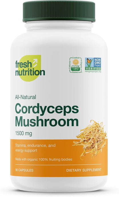 Organic Cordyceps Capsules (Cordyceps Sinensis Mushroom Extract)- 1500mg Per Serving - Energy & Stamina Support - Rich in Alpha Glucan - Vegan, Non GMO, Gluten-Free - 90 Capsules - PrimeBioHealth - canada supplements