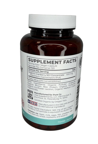 Organic Cranberry Pills - Vegan Supplement for Urinary Tract Health & Kidney Cleanse - Cranberry Pills for Women 500mg 50:1 Cranberry Concentrate Per Serving - Urinary Tract Support - 60 Capsules - PrimeBioHealth - canada supplements