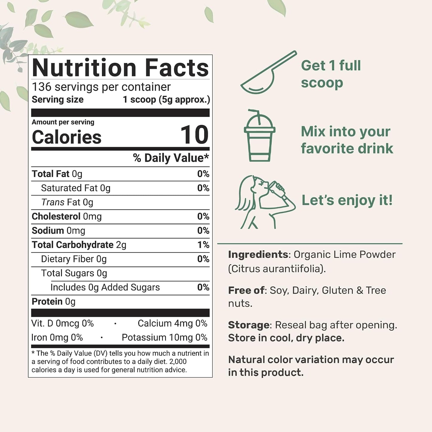 Organic Freeze-Dried Lime Powder, 1.5lbs | Raw Lime Juice Flavor, Sugar Free Drink Mix, Rich in Vitamin C | Water Flavor Enhancer, Great for Beverages & Smoothies | Additive Free, Non-GMO - PrimeBioHealth - canada supplements