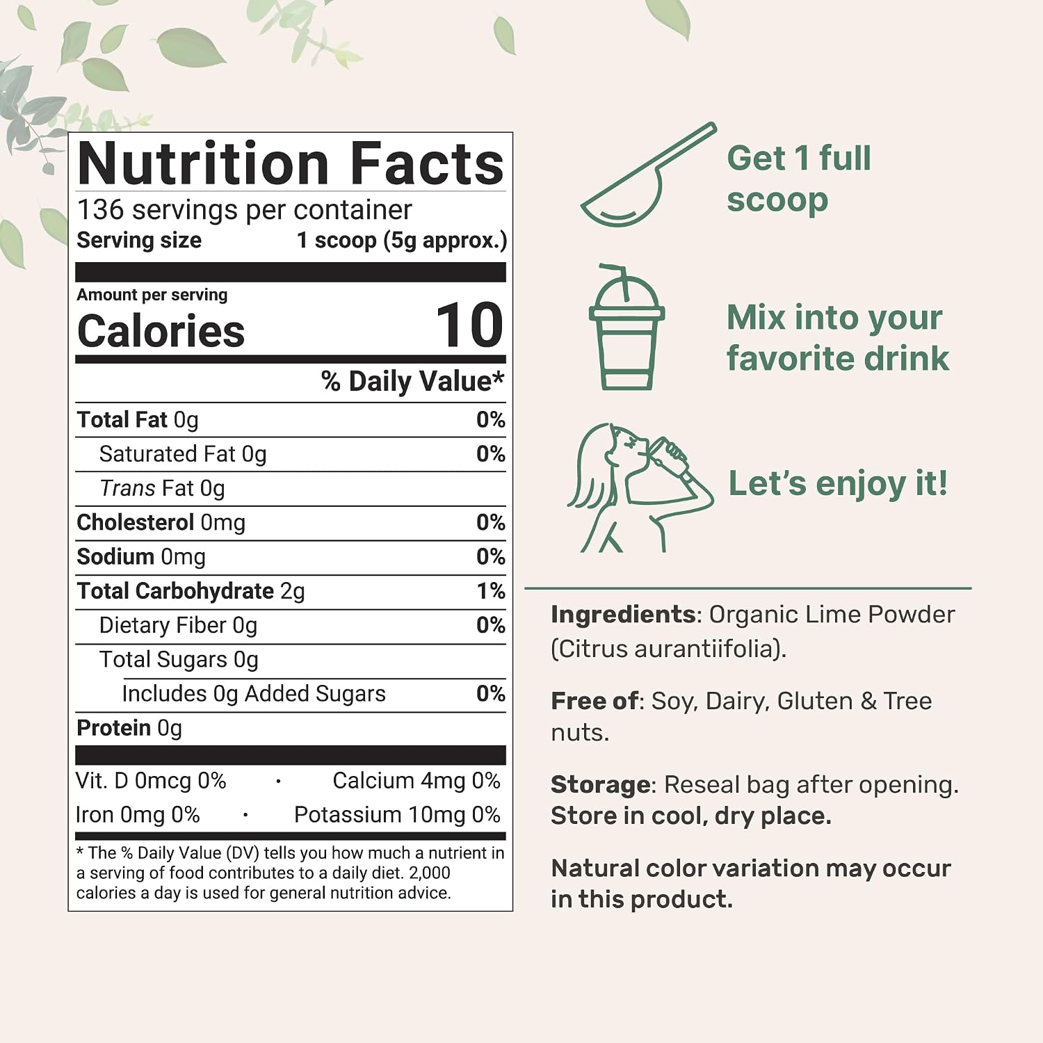 Organic Freeze-Dried Lime Powder, 1.5lbs | Raw Lime Juice Flavor, Sugar Free Drink Mix, Rich in Vitamin C | Water Flavor Enhancer, Great for Beverages & Smoothies | Additive Free, Non-GMO - PrimeBioHealth - canada supplements