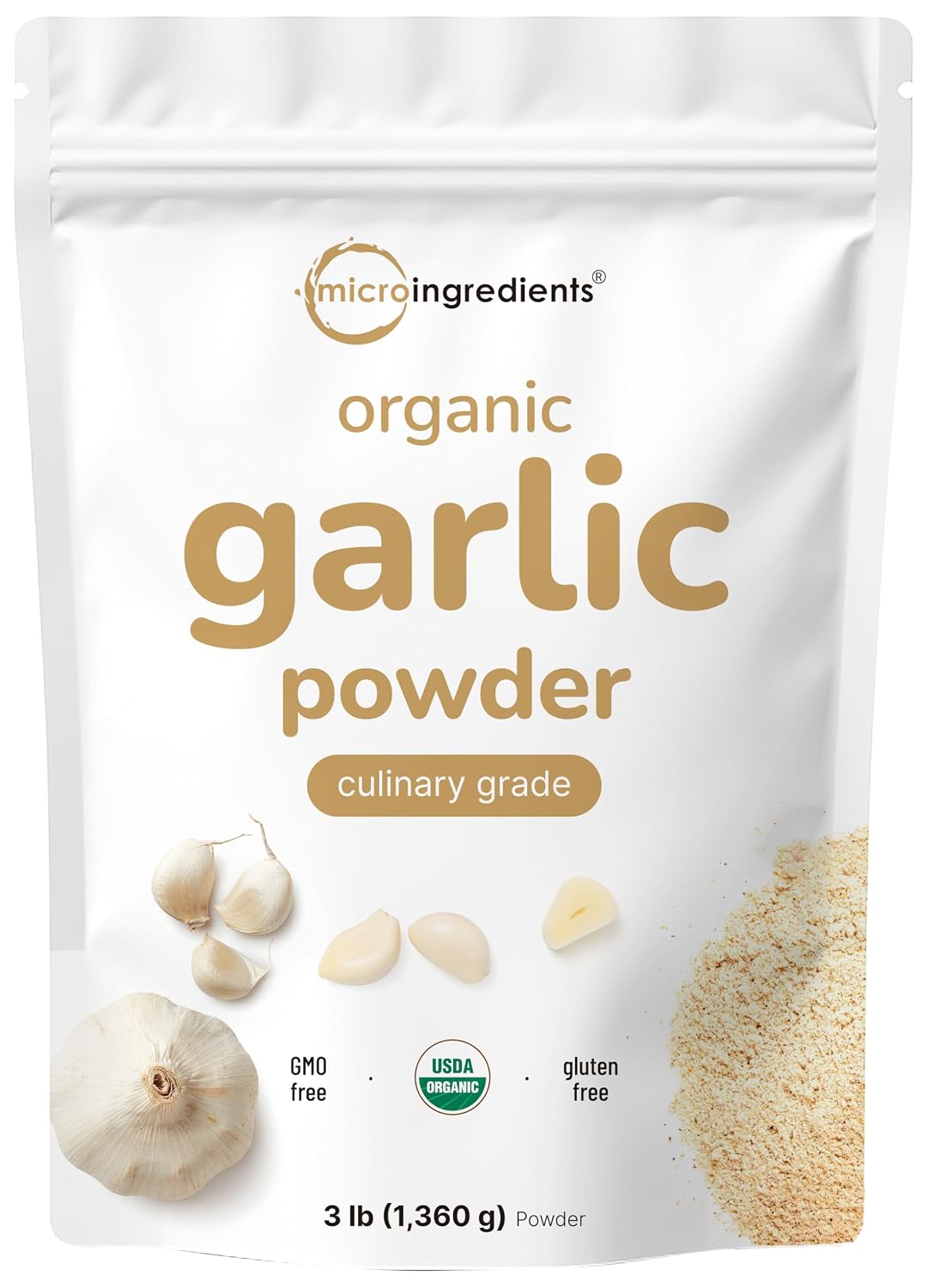 Organic Garlic Powder, 3 lb | Premium Raw Allium Sativum Bulb | Pungent & Savory Flavor | Great for Meats, Vegetables & Spice Mixes | Additive Free, Non-GMO, Bulk Supply - PrimeBioHealth - canada supplements