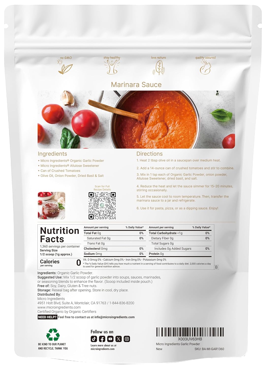 Organic Garlic Powder, 3 lb | Premium Raw Allium Sativum Bulb | Pungent & Savory Flavor | Great for Meats, Vegetables & Spice Mixes | Additive Free, Non-GMO, Bulk Supply - PrimeBioHealth - canada supplements