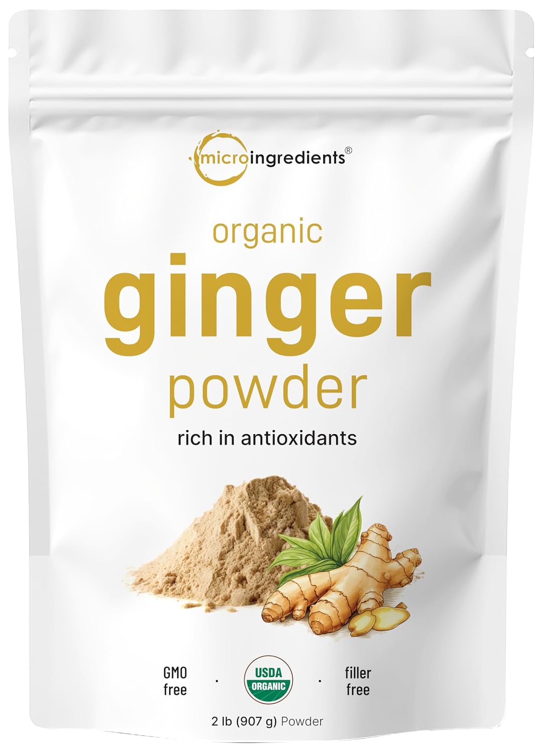 Organic Ginger powder, 2lbs (32oz) | Premium Source for Spice & Seasoning | Great for Baking, Cooking & Tea | Additive Free, Non-GMO, Bulk Supply - PrimeBioHealth - canada supplements