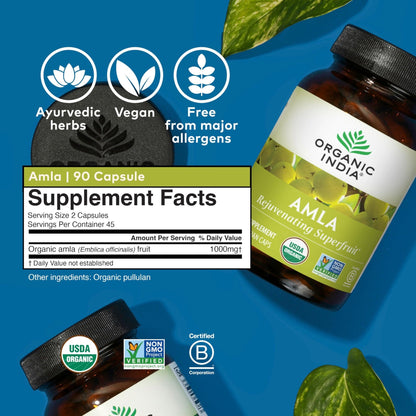 ORGANIC INDIA Amalaki Herbal Vitamin Supplement - Immune Support, Vitamin C, Vegan, Gluten-Free, Kosher, Ayurvedic, Antioxidant - PrimeBioHealth - canada supplements