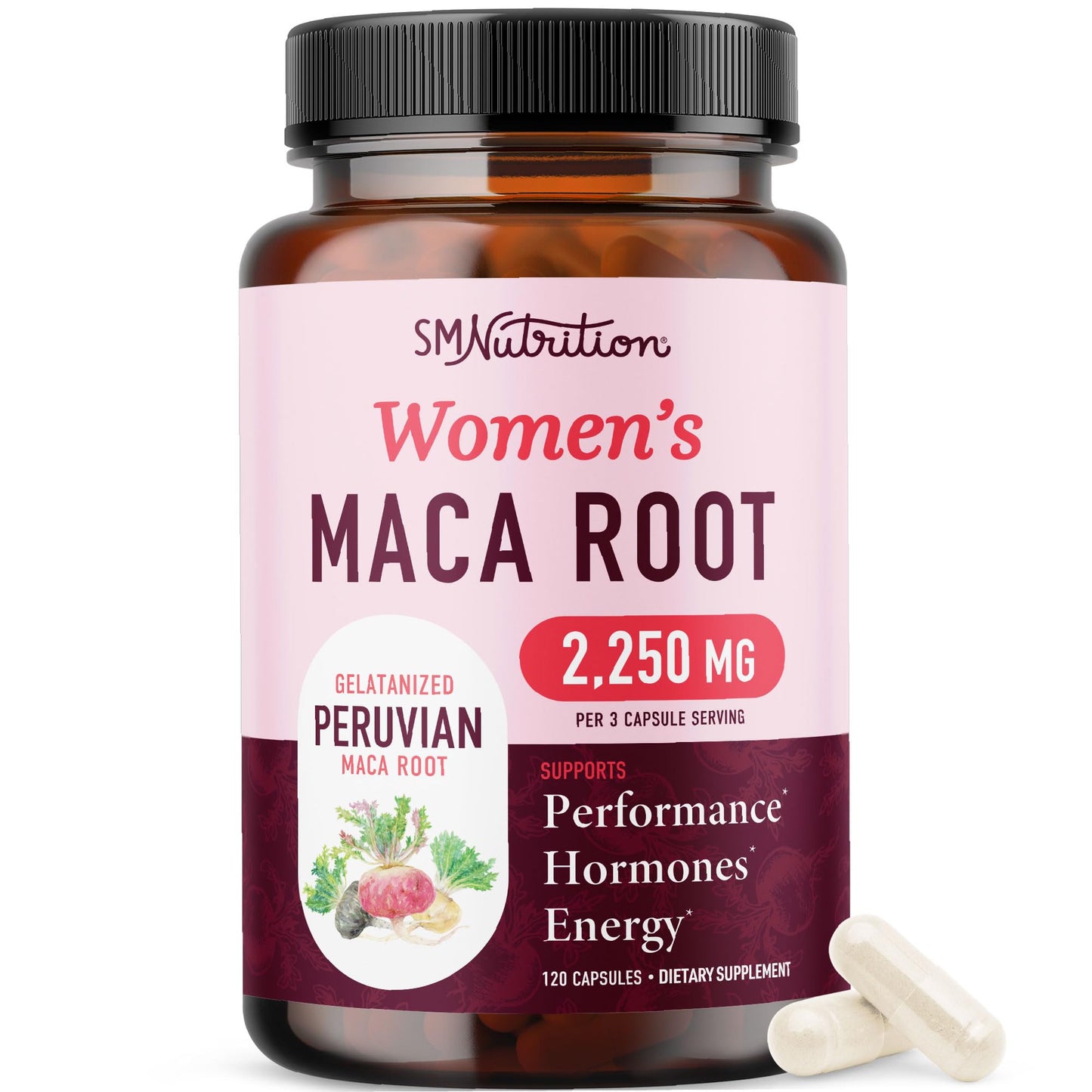 Organic Maca Root Capsules for Women | Peruvian Maca 2250MG Extra Strength | Red, Black & Yellow Root Powder with Black Pepper | Herbal Supplement - PrimeBioHealth - canada supplements