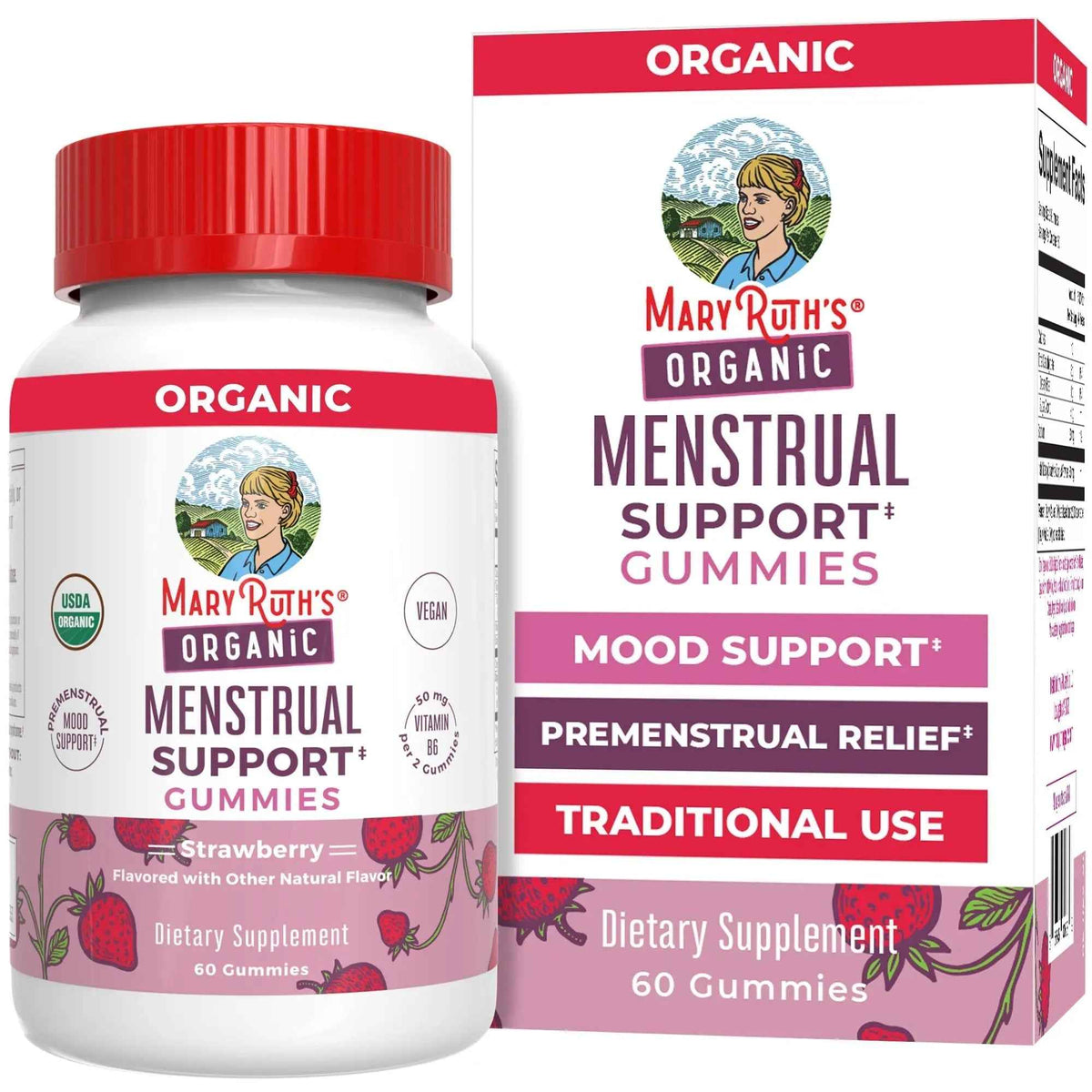 Organic Menstrual Support Gummies by MaryRuth's | for The Relief of Common Symptoms of Premenstrual Syndrome | PMS Support | Premenstrual Mood Support | USDA Organic | Non-GMO | Vegan | 30 Servings