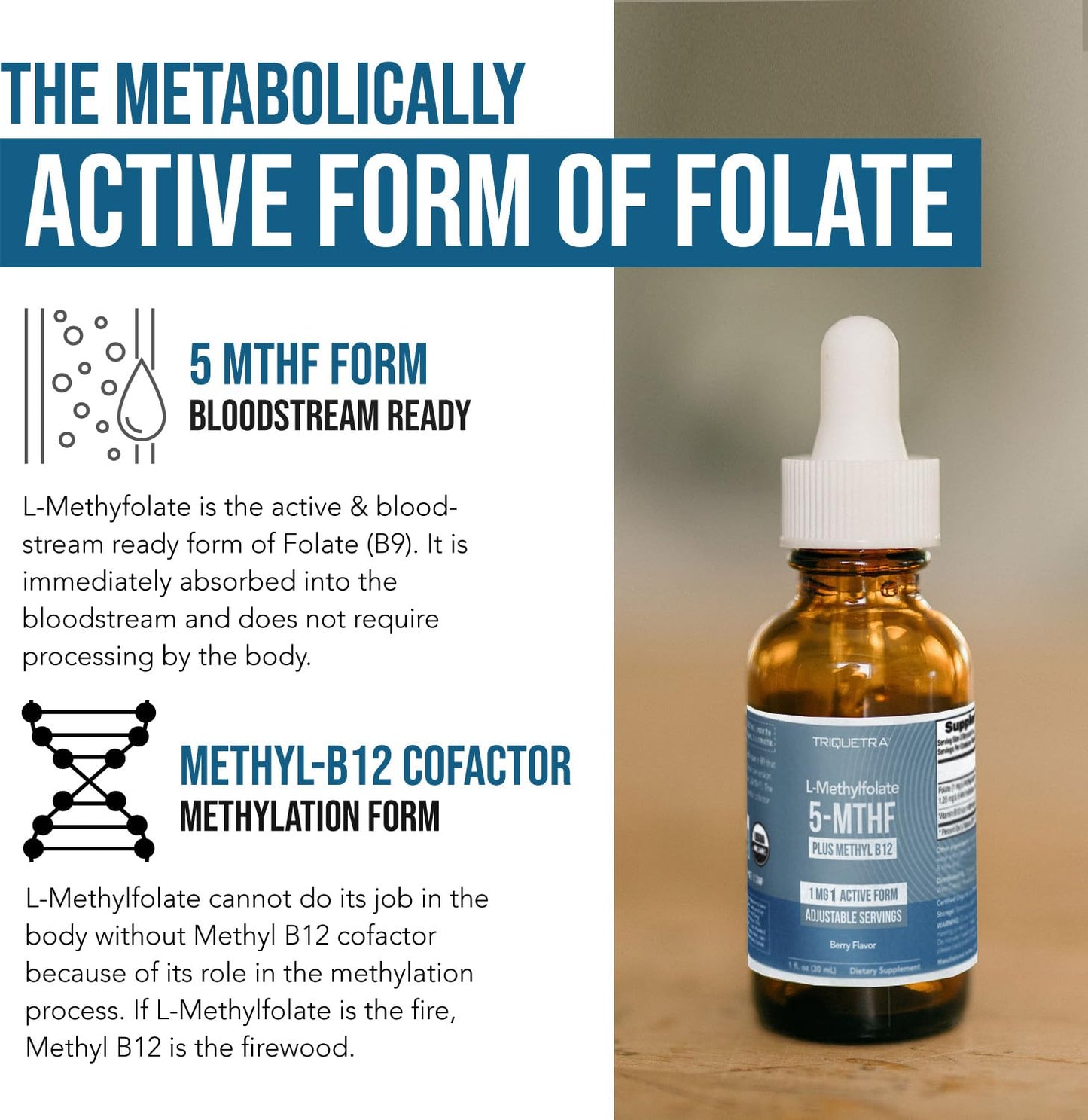 Organic Methyl Folate 1000 mcg + Methyl B12 Cofactor (300 Servings) – Metabolically Active 5-MTHF Form, Organic Berry Flavor, Liquid Sublingual Form – Mood, Cognition, Methylation, Pregnancy (1oz) - PrimeBioHealth - canada supplements