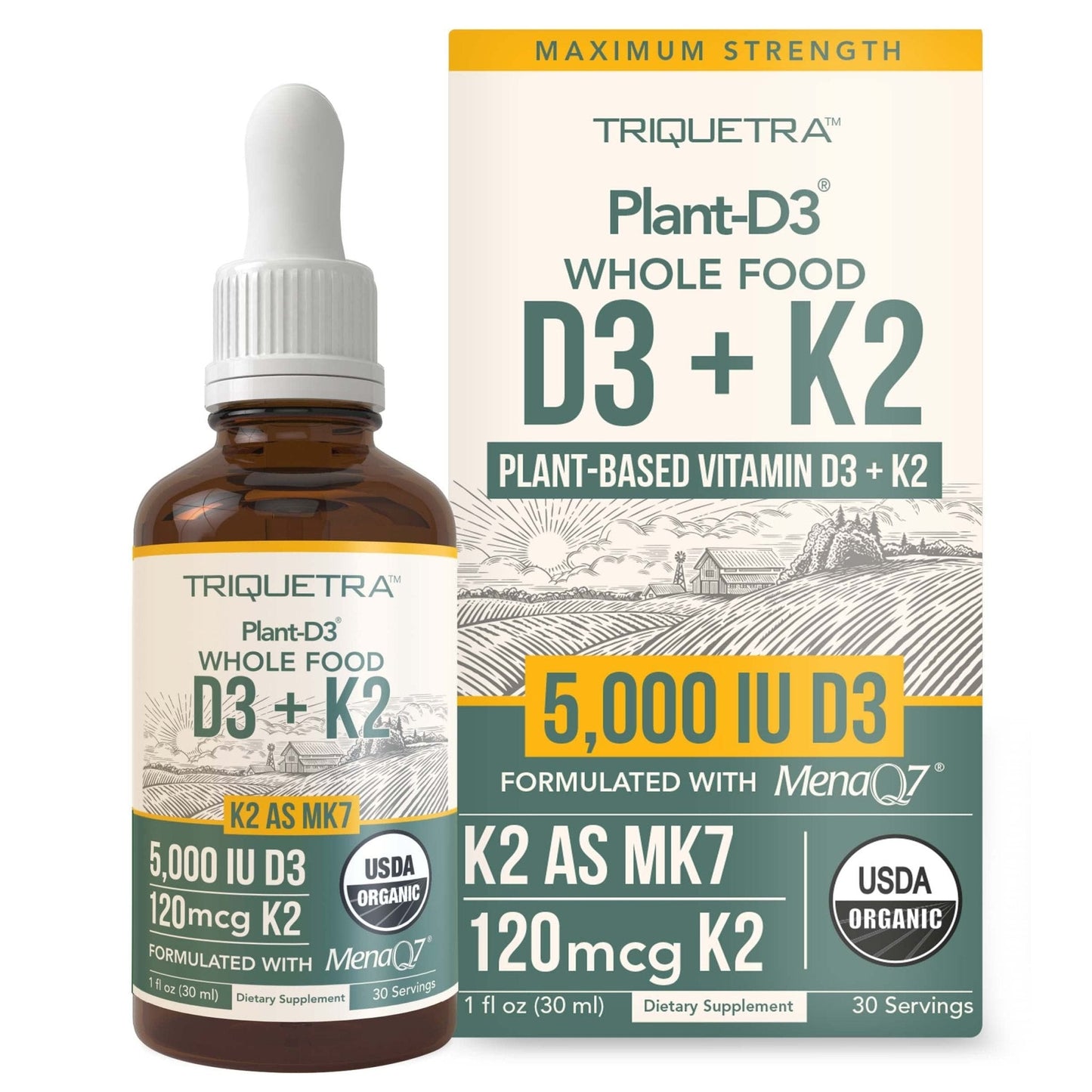 Organic Plant D3 + K2 | 5000 iu D3 + 120 mcg K2 as All-Trans MK7 from MenaQ7® - 100% Whole Food, Raw & Vegan | Enhanced Digestion with Prebiotic & Superfood Complex – D3 from Organic Algae (60 Count) - PrimeBioHealth - canada supplements